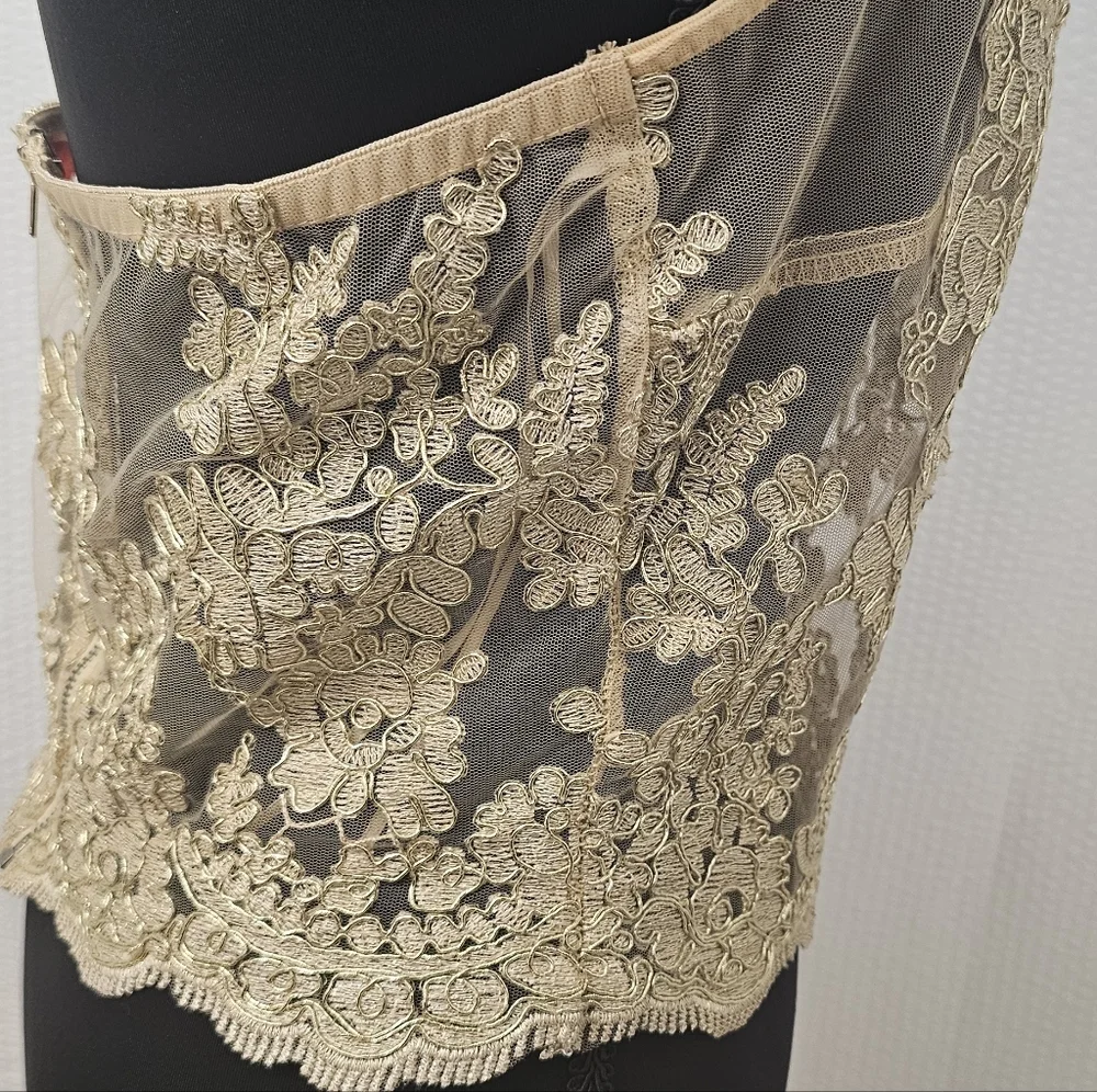Banjul Womens Lace Mesh Grunge Gypsy Party Halter Crop Top - Picture 7 of 10